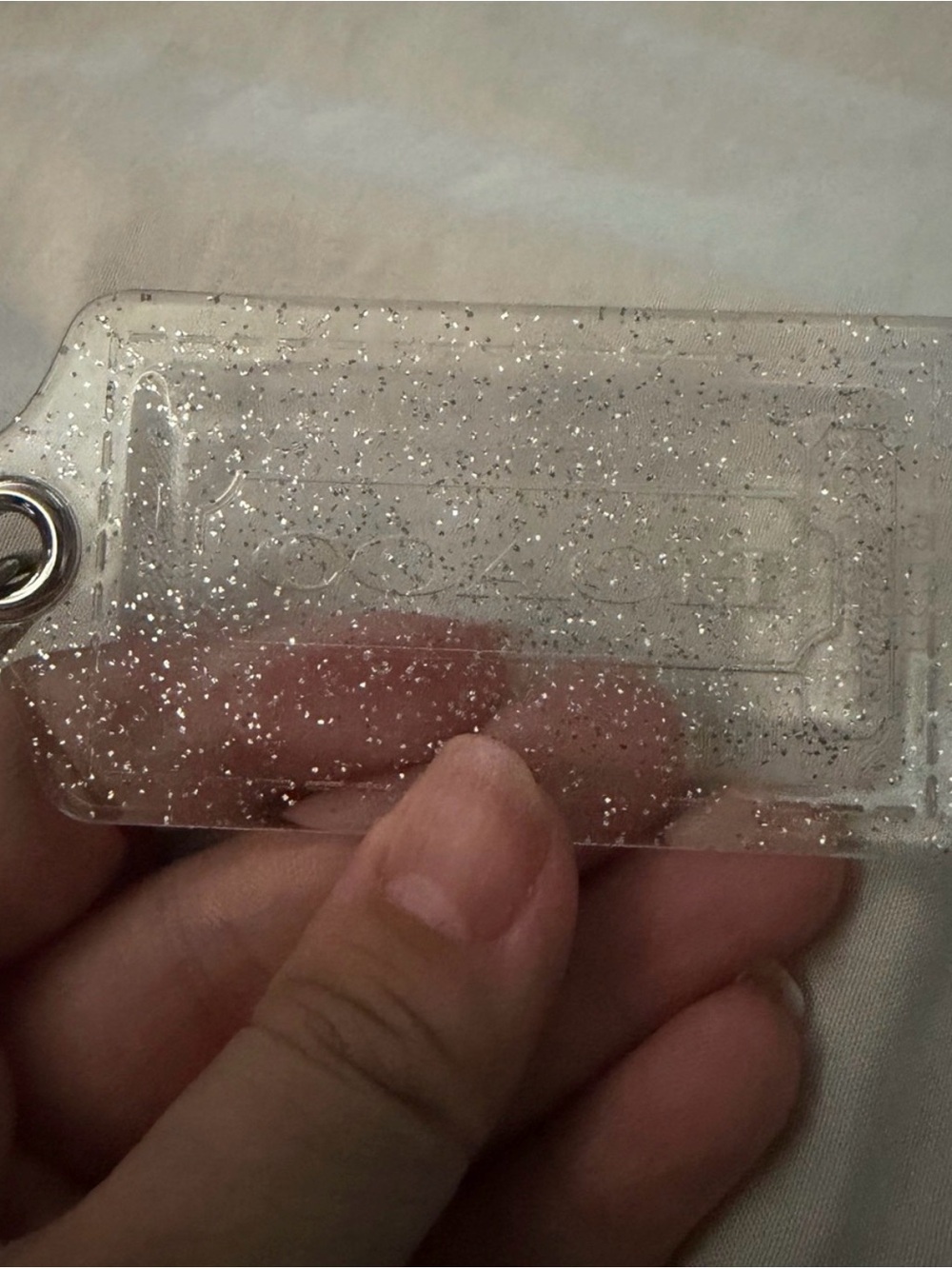 Coach Clear poppy Glitter Acrylic hang tag with Silver Accents - Picture 4 of 5
